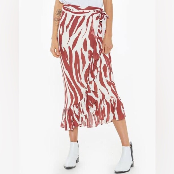 Anine Bing Lucky Wrap Skirt- Red Zebra (15) - Picture 8 of 15